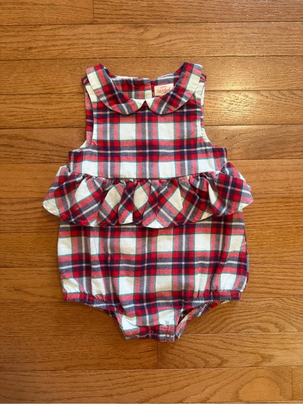 Cat & Jack Holiday Plaid Bubble Romper Bundle 18 Months